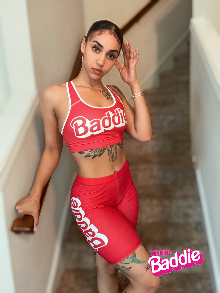 Baddie Summer Outfit, Baddie Red Sports Bra and Biker Shorts Set – Verified  Baddie