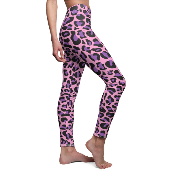 Purple Leopard Women's Cut & Sew Casual Leggings