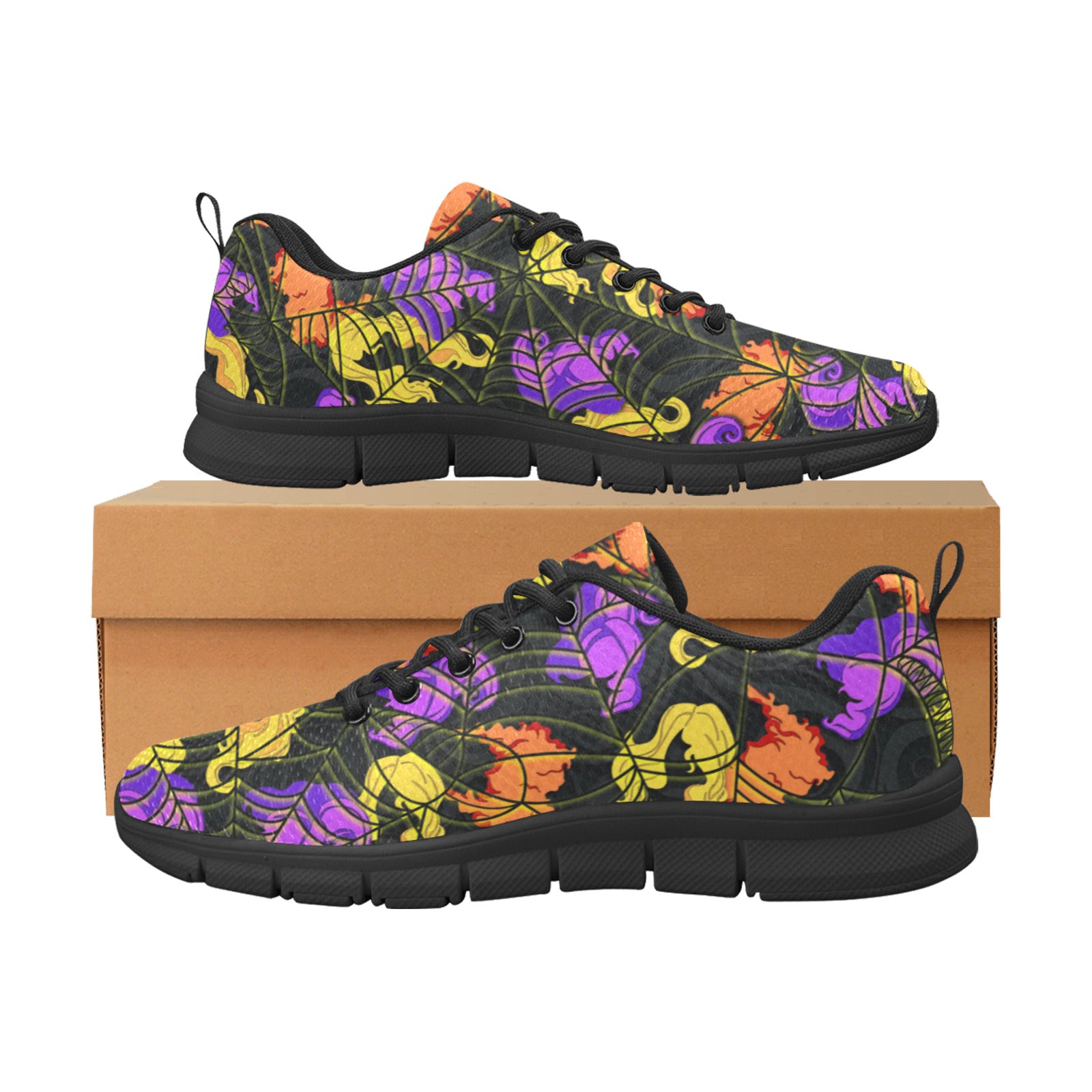 Hocus Pocus Halloween Shoes - Wigs and Spider Webs Women's Breathable Sneakers