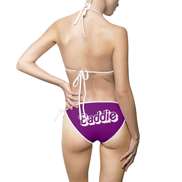 Baddie Bikini Swimsuit - Purple and White