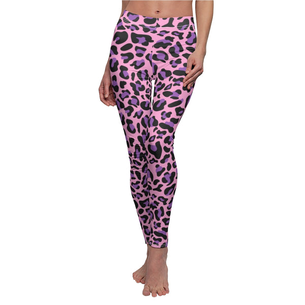 Purple Leopard Women's Cut & Sew Casual Leggings