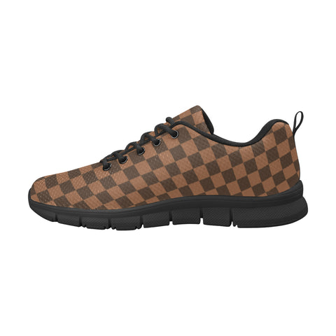 Brown Checkerboard Women's Breathable Sneakers