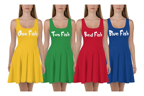 One Fish, Two Fish, Red Fish, Blue Fish Skater Dress