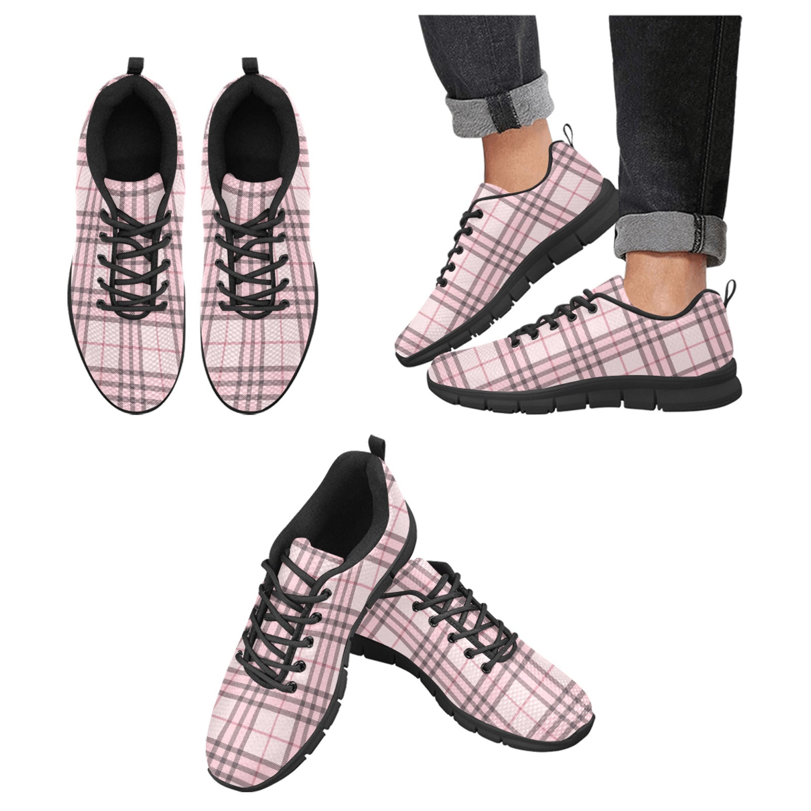 Pink Tartan Women's Breathable Sneakers